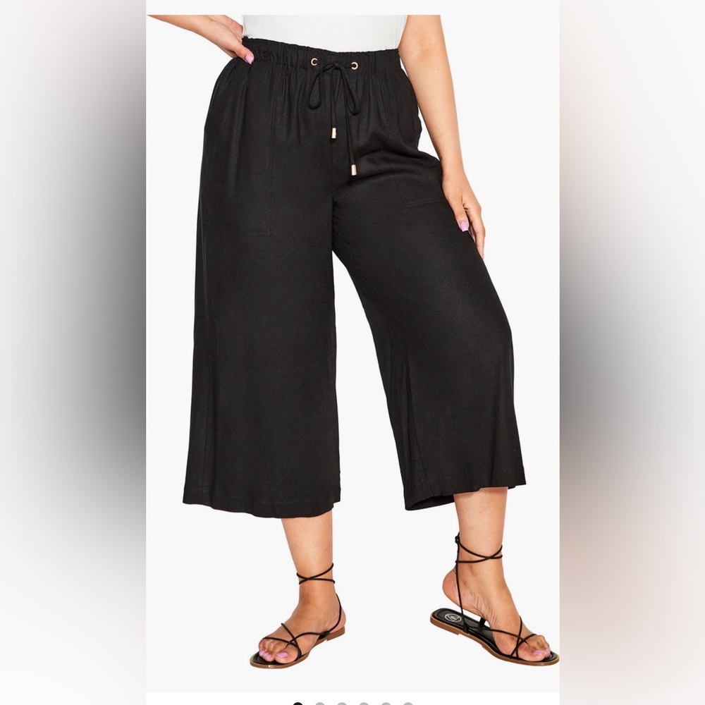 City Chic IVORY Wide-Leg Pants
